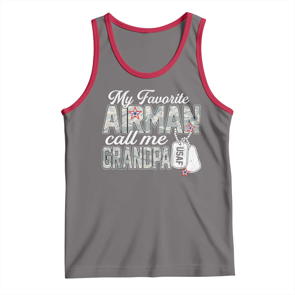 Proud Air Force Family Tank Top My Favorite Airman Calls Me Grandpa TS10 Deep Heather Red Print Your Wear