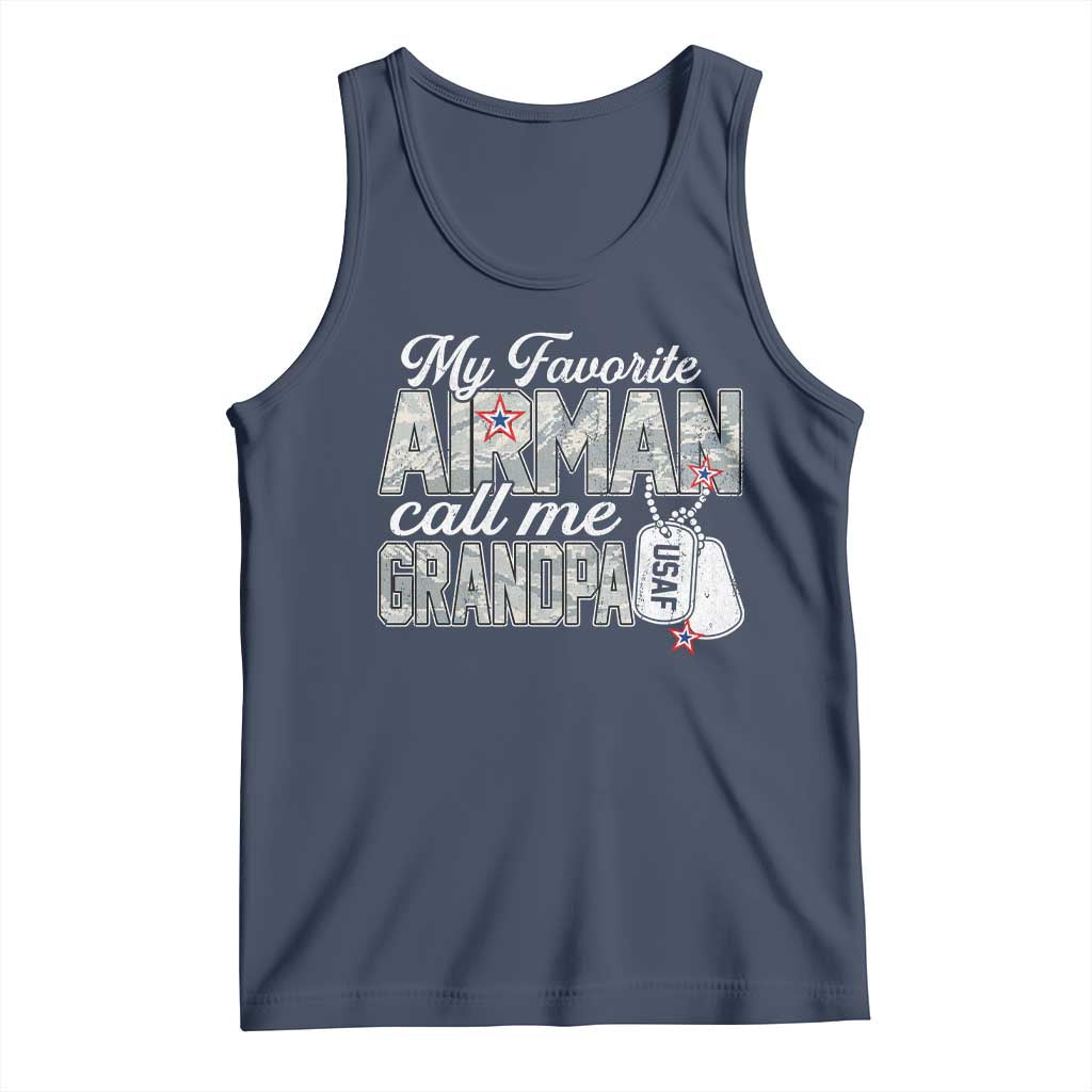 Proud Air Force Family Tank Top My Favorite Airman Calls Me Grandpa TS10 Navy Print Your Wear