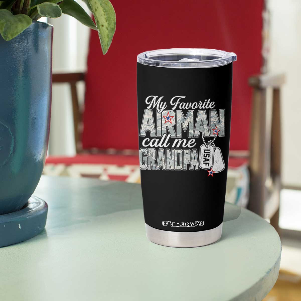 Proud Air Force Family Tumbler Cup My Favorite Airman Calls Me Grandpa TS10 Print Your Wear