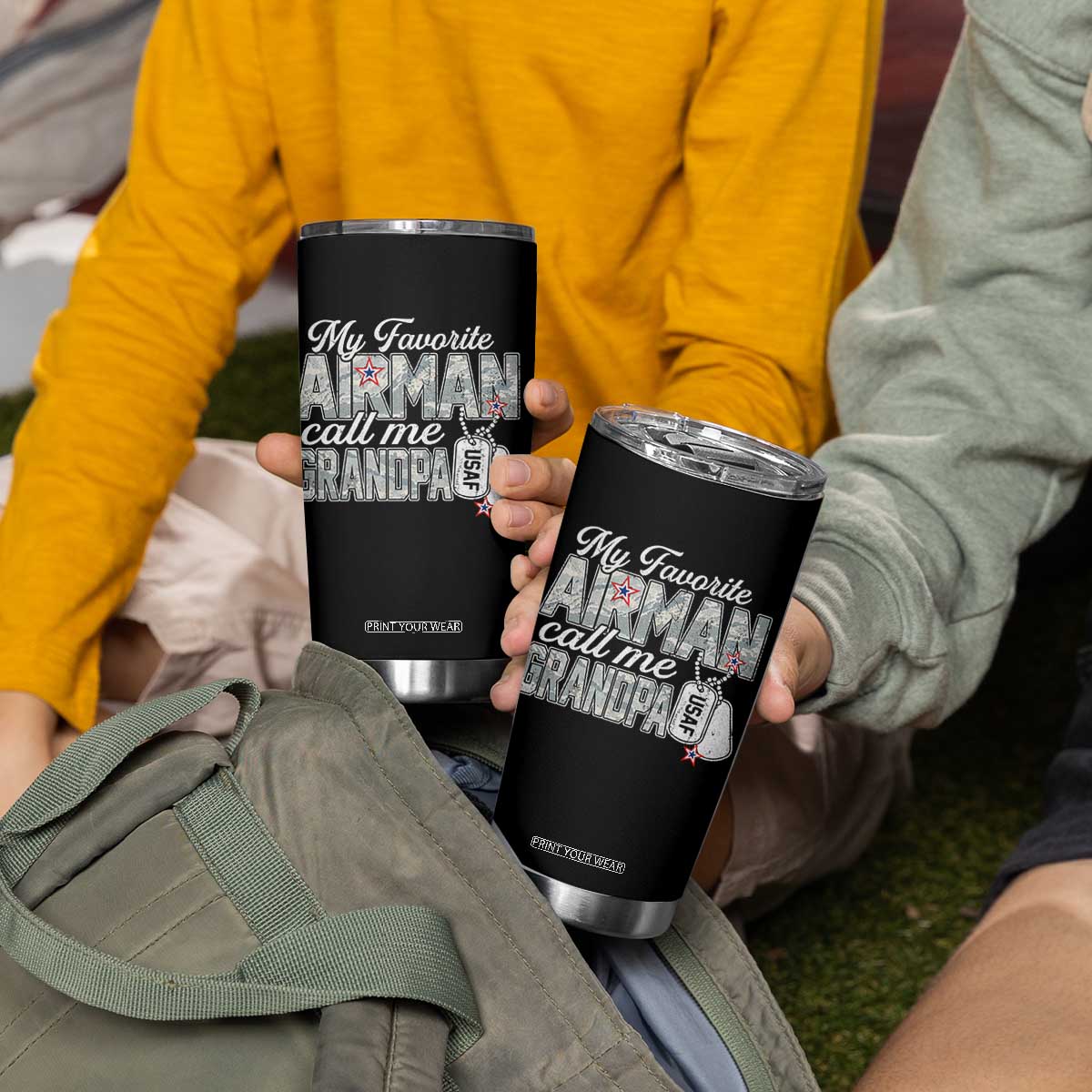 Proud Air Force Family Tumbler Cup My Favorite Airman Calls Me Grandpa TS10 Print Your Wear