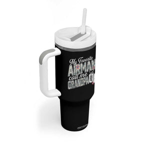 Proud Air Force Family Tumbler With Handle My Favorite Airman Calls Me Grandpa TS10 Print Your Wear