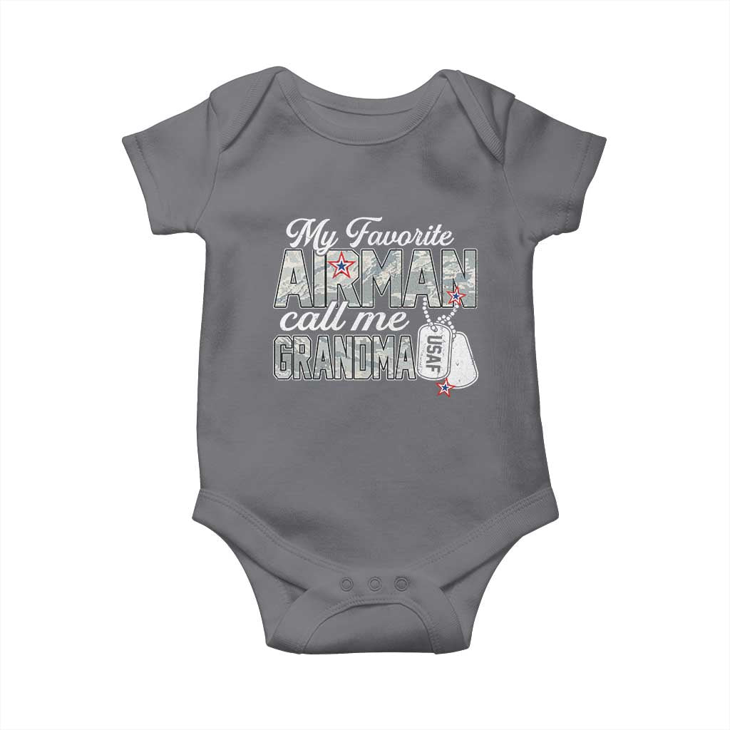 Proud Air Force Family Baby Onesie My Favorite Airman Calls Me Grandma TS10 Charcoal Print Your Wear