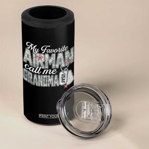 Proud Air Force Family 4 in 1 Can Cooler Tumbler My Favorite Airman Calls Me Grandma TS10 Print Your Wear
