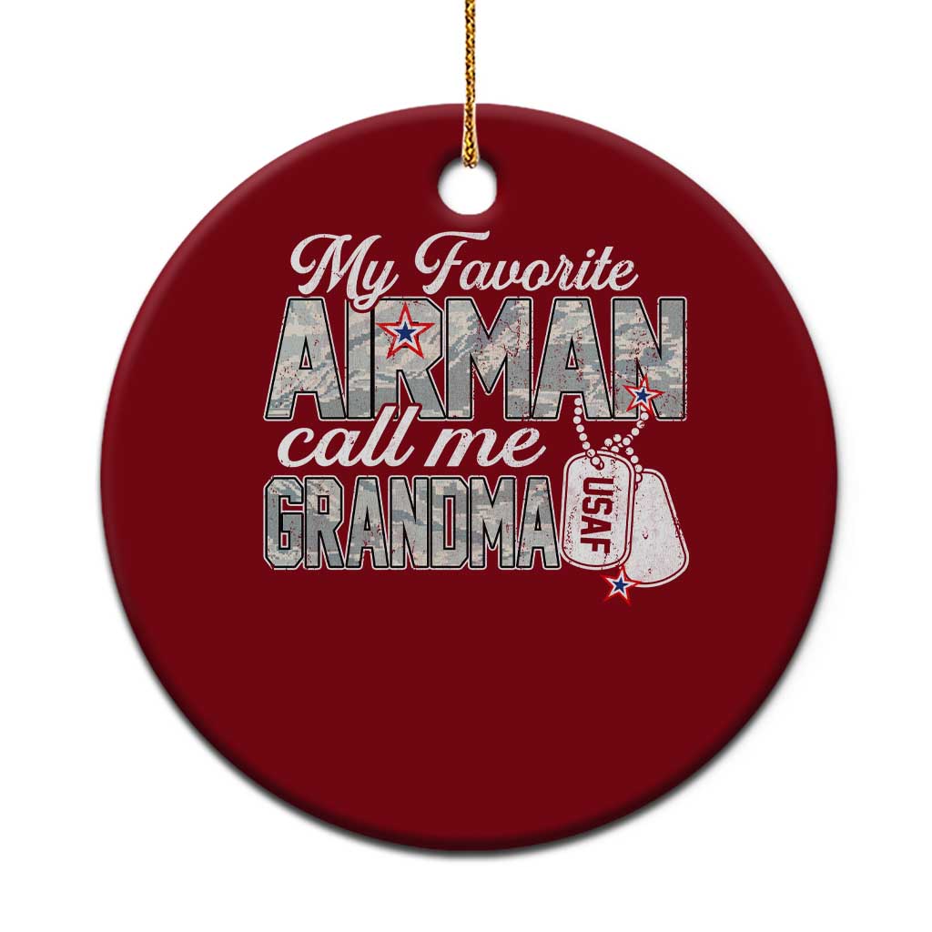Proud Air Force Family Ceramic Ornament My Favorite Airman Calls Me Grandma TS10 1pc Red Print Your Wear