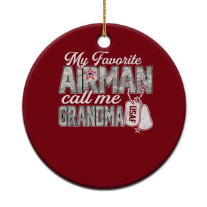 Proud Air Force Family Ceramic Ornament My Favorite Airman Calls Me Grandma TS10 1pc Red Print Your Wear