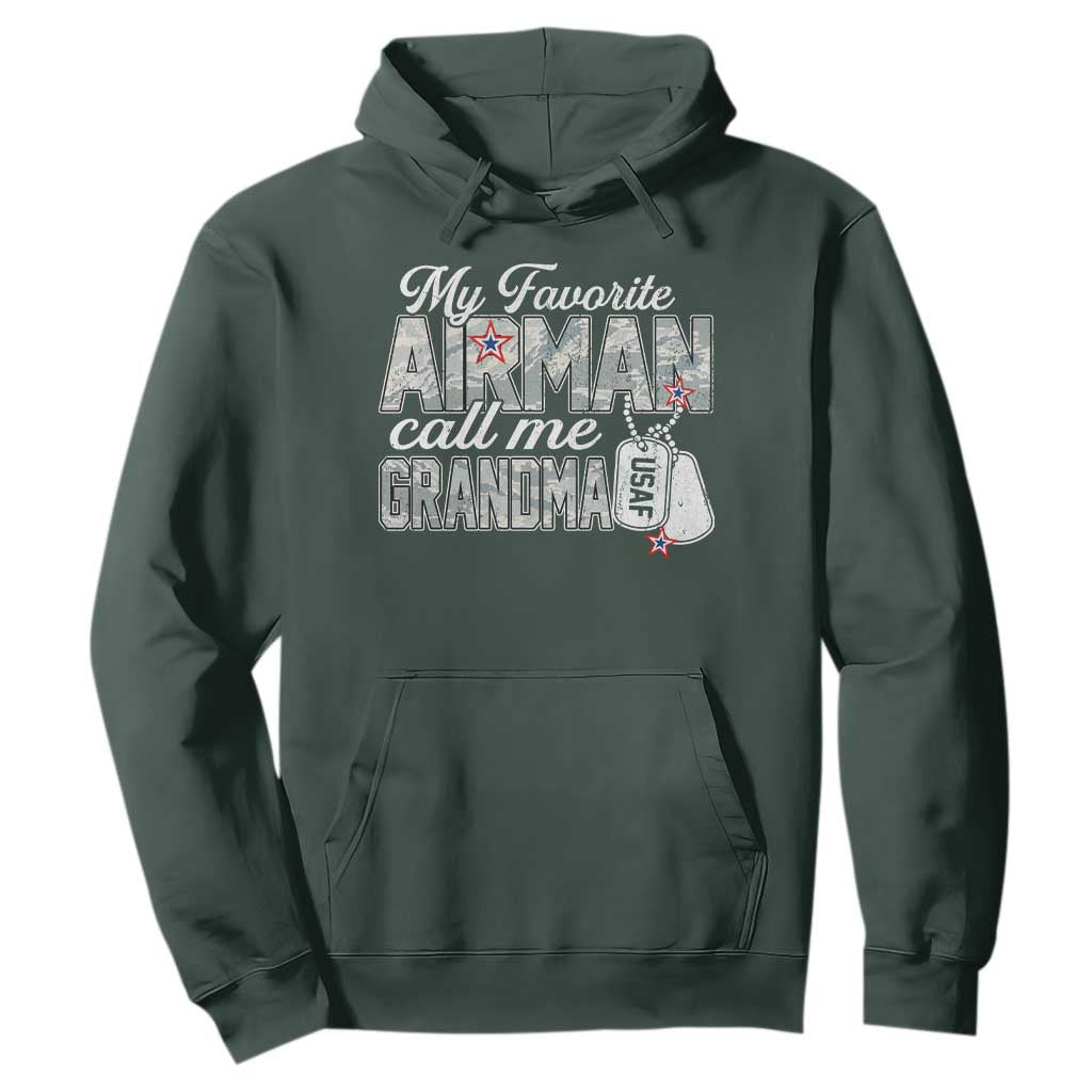 Proud Air Force Family Hoodie My Favorite Airman Calls Me Grandma TS10 Dark Forest Green Print Your Wear