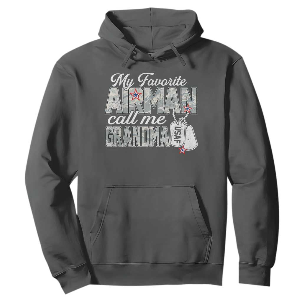 Proud Air Force Family Hoodie My Favorite Airman Calls Me Grandma TS10 Dark Heather Print Your Wear