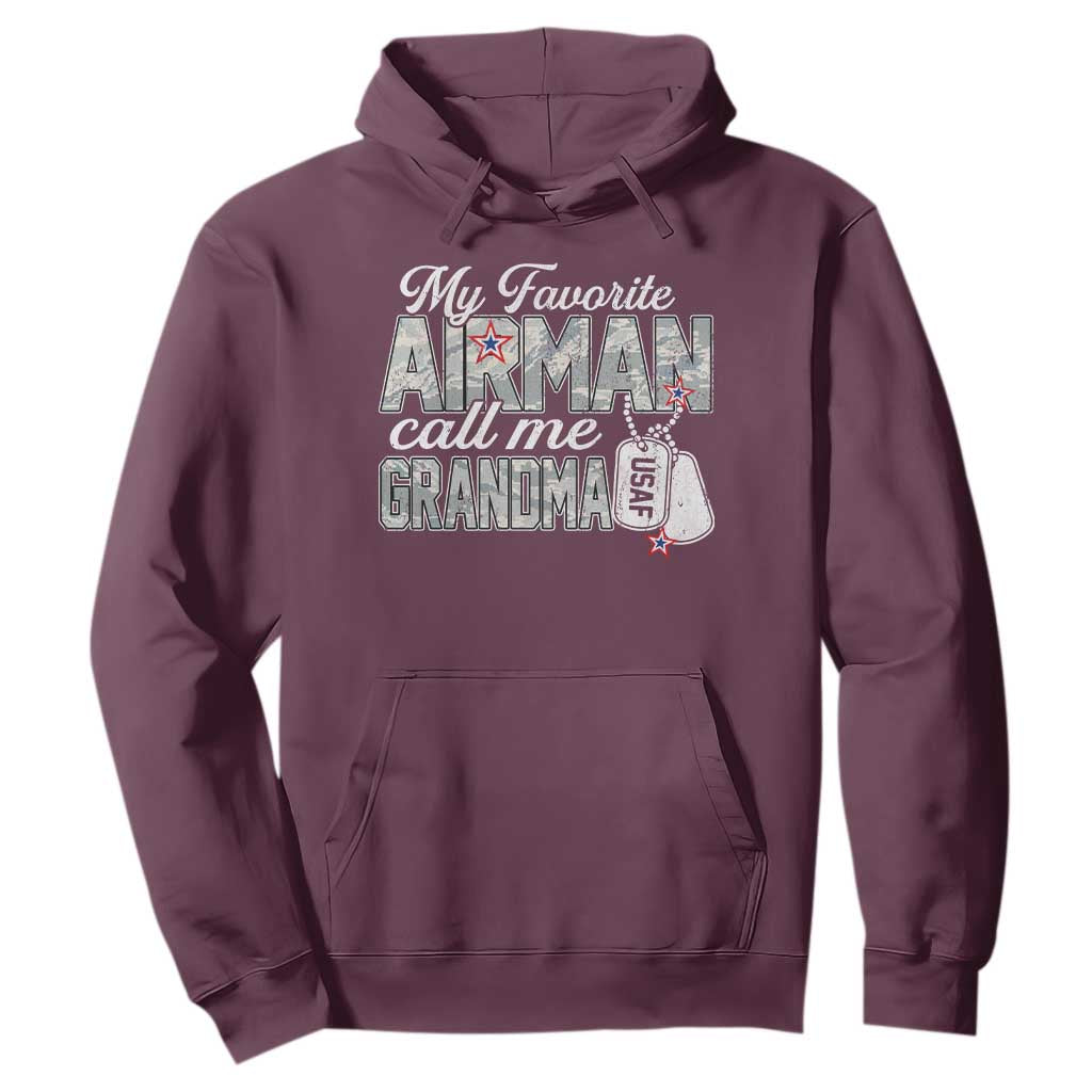 Proud Air Force Family Hoodie My Favorite Airman Calls Me Grandma TS10 Maroon Print Your Wear