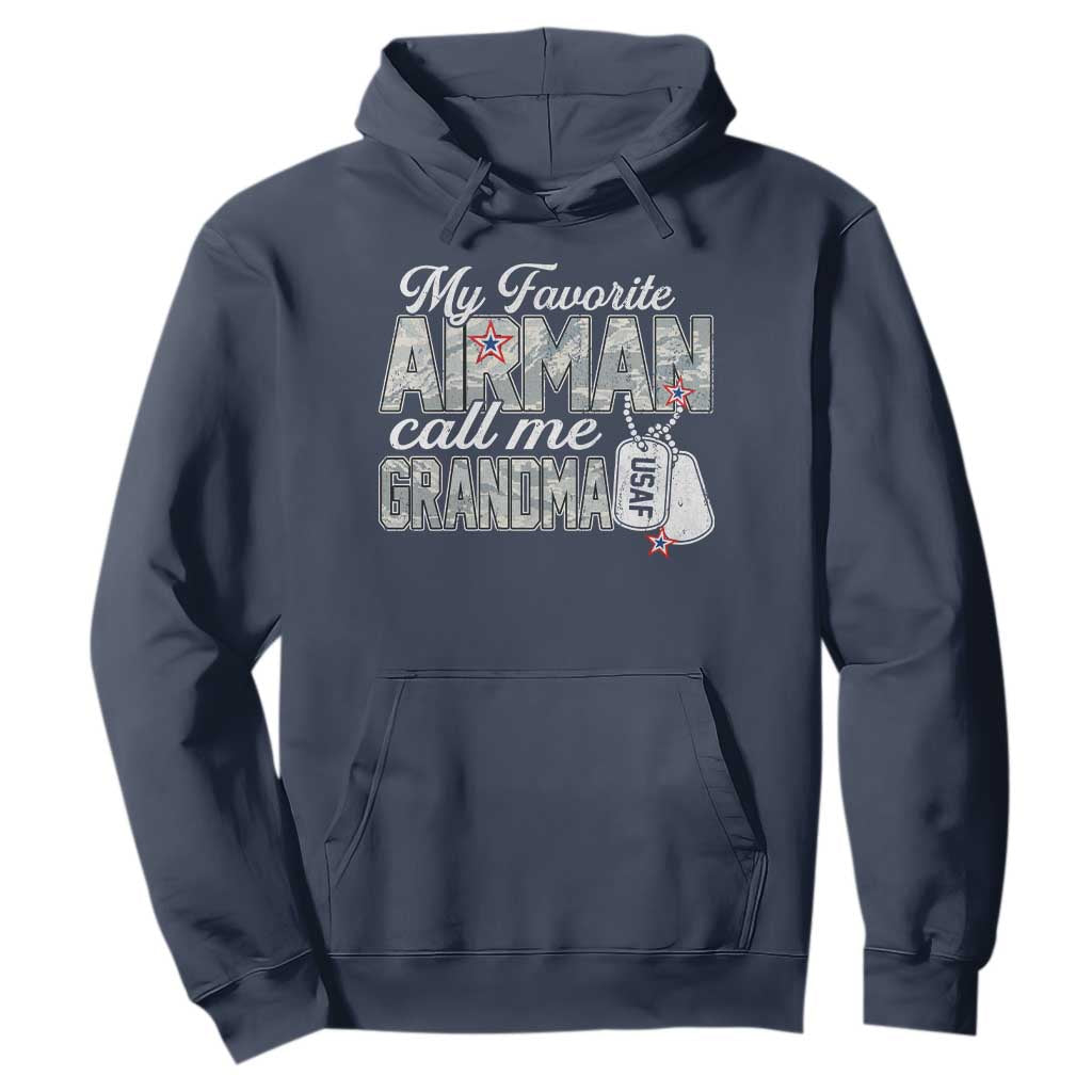 Proud Air Force Family Hoodie My Favorite Airman Calls Me Grandma TS10 Navy Print Your Wear