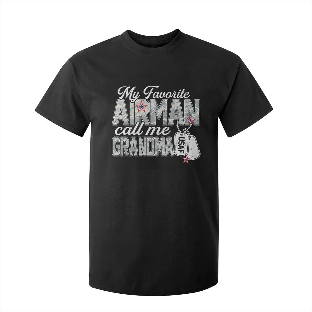 Proud Air Force Family T Shirt For Kid My Favorite Airman Calls Me Grandma TS10 Black Print Your Wear