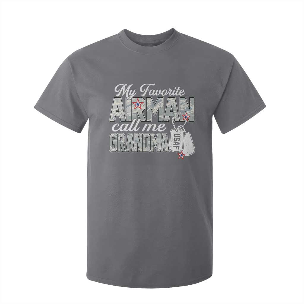 Proud Air Force Family T Shirt For Kid My Favorite Airman Calls Me Grandma TS10 Charcoal Print Your Wear