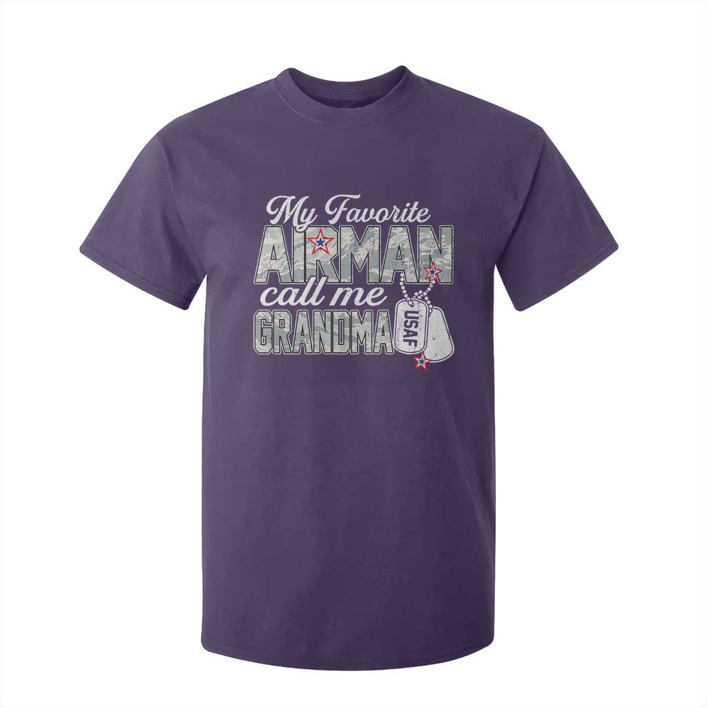 Proud Air Force Family T Shirt For Kid My Favorite Airman Calls Me Grandma TS10 Purple Print Your Wear