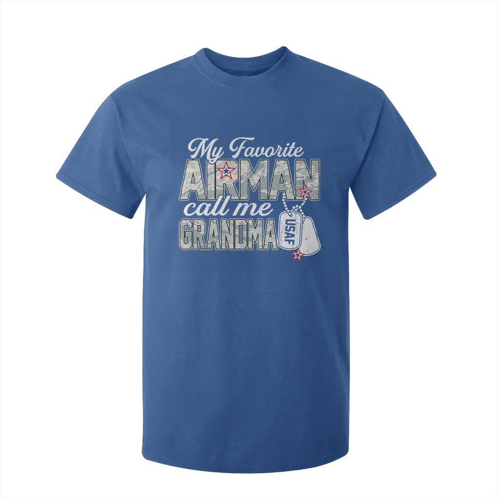 Proud Air Force Family T Shirt For Kid My Favorite Airman Calls Me Grandma TS10 Royal Blue Print Your Wear