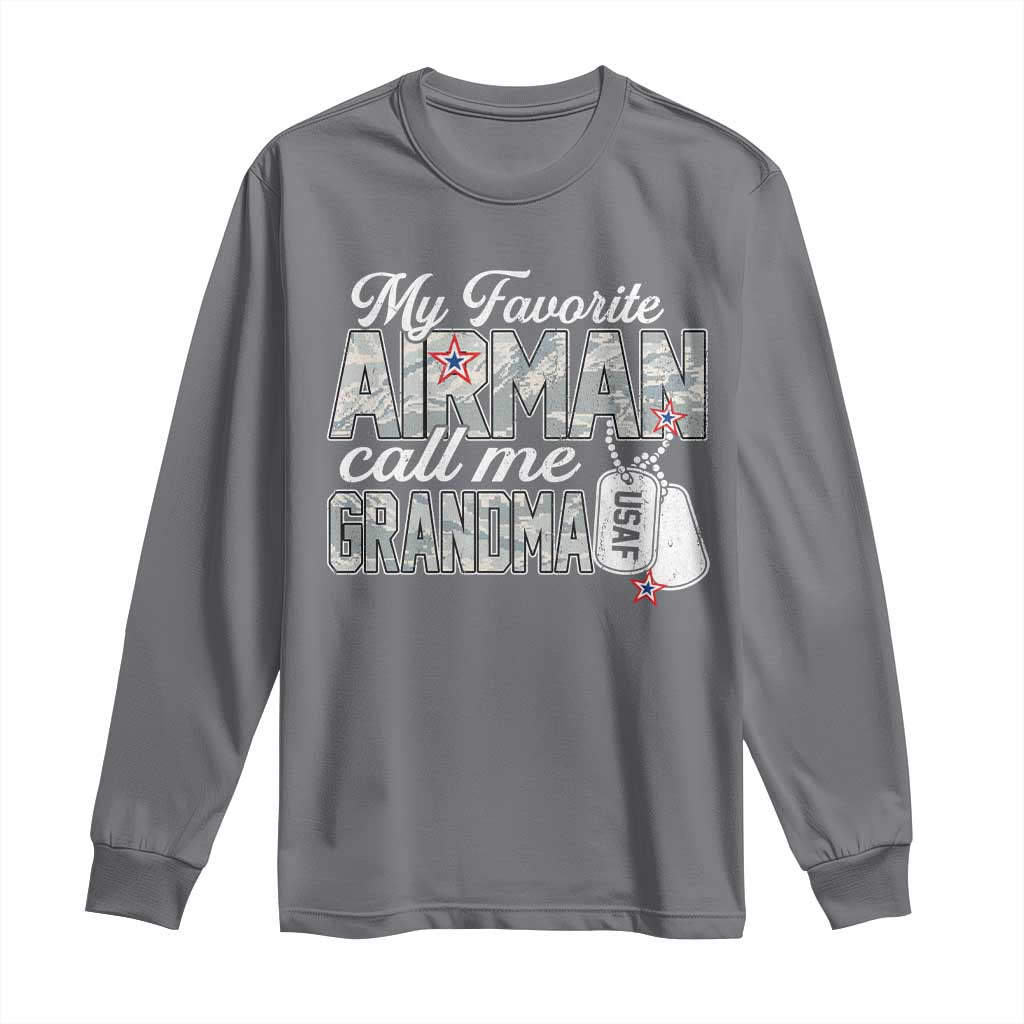 Proud Air Force Family Long Sleeve Shirt My Favorite Airman Calls Me Grandma TS10 Charcoal Print Your Wear