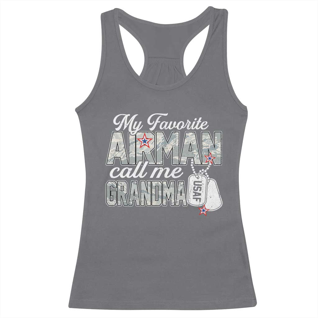 Proud Air Force Family Racerback Tank Top My Favorite Airman Calls Me Grandma TS10 Charcoal Print Your Wear