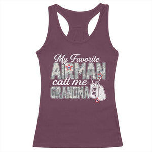 Proud Air Force Family Racerback Tank Top My Favorite Airman Calls Me Grandma TS10 Maroon Print Your Wear
