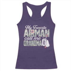 Proud Air Force Family Racerback Tank Top My Favorite Airman Calls Me Grandma TS10 Purple Print Your Wear