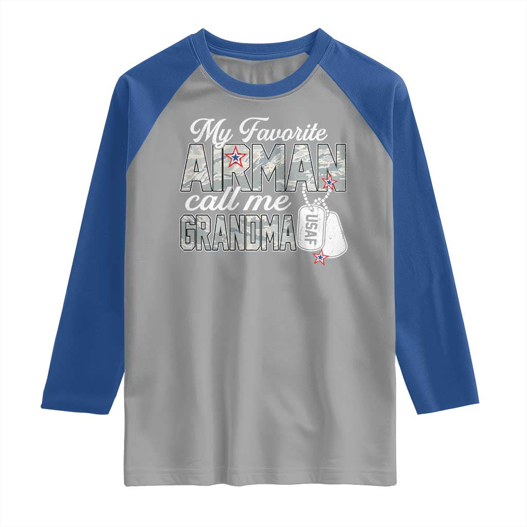 Proud Air Force Family Raglan Shirt My Favorite Airman Calls Me Grandma TS10 Sport Gray Royal Print Your Wear