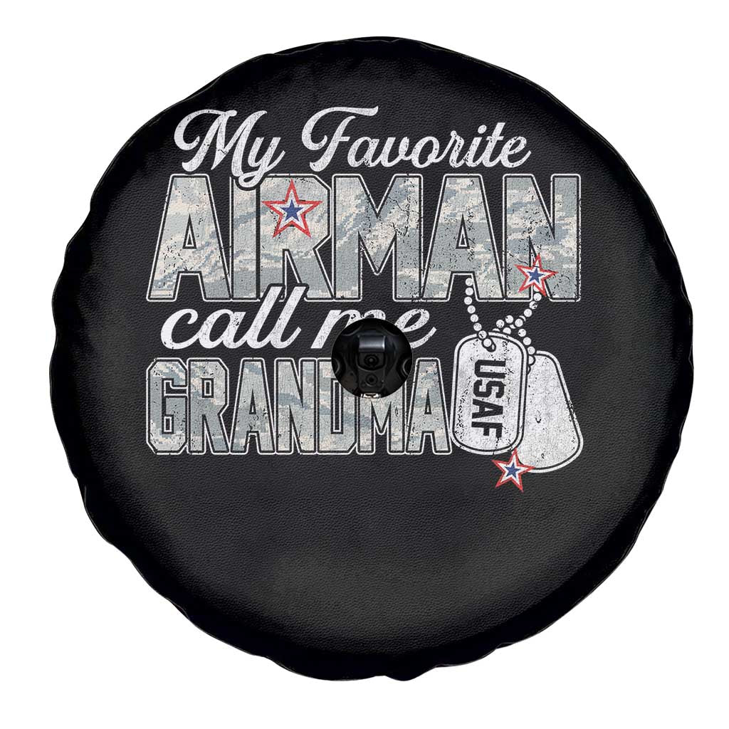 Proud Air Force Family Spare Tire Cover My Favorite Airman Calls Me Grandma TS10 Print Your Wear
