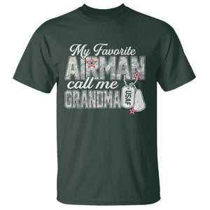 Proud Air Force Family T Shirt My Favorite Airman Calls Me Grandma TS10 Dark Forest Green Print Your Wear