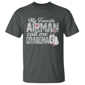 Proud Air Force Family T Shirt My Favorite Airman Calls Me Grandma TS10 Dark Heather Print Your Wear