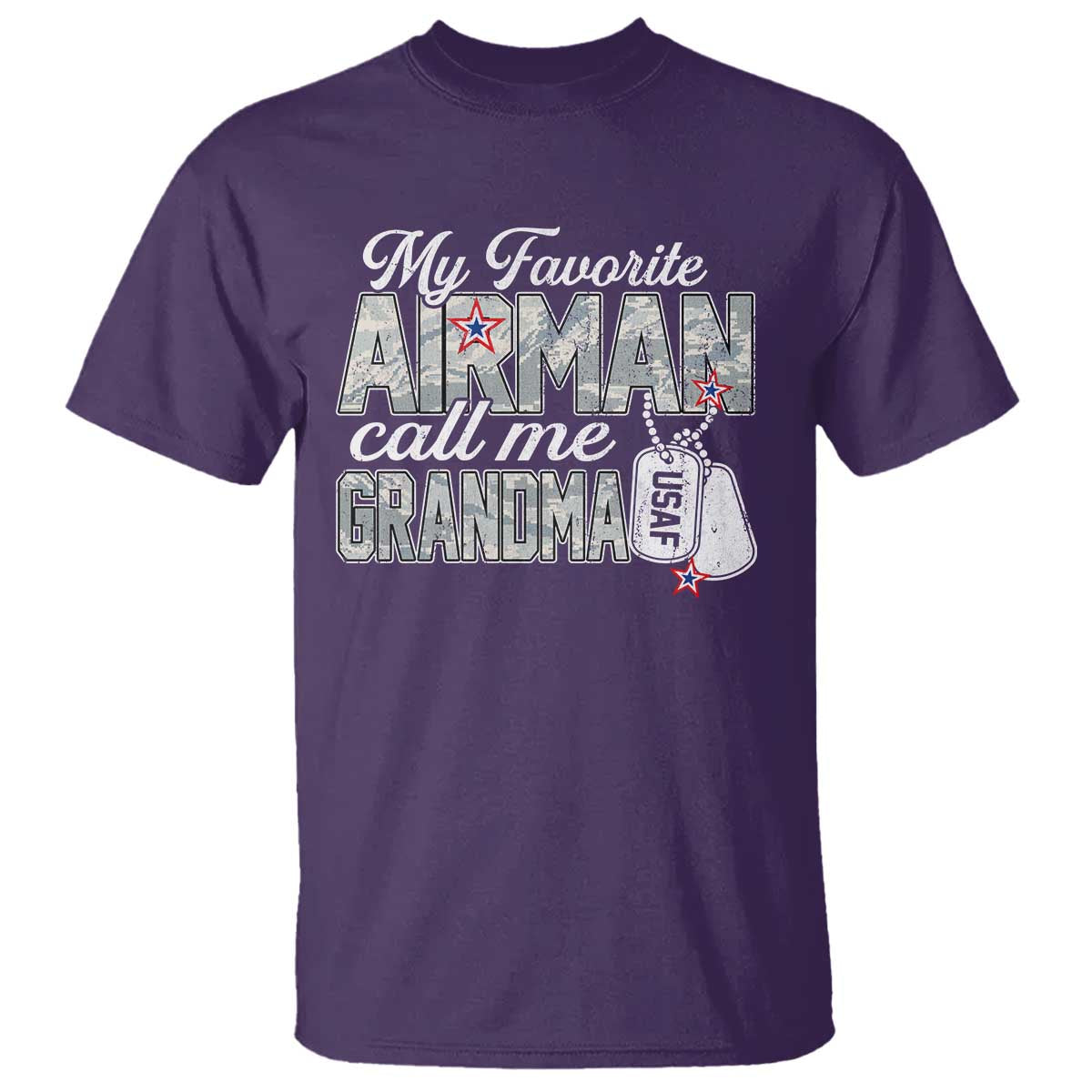 Proud Air Force Family T Shirt My Favorite Airman Calls Me Grandma TS10 Purple Print Your Wear