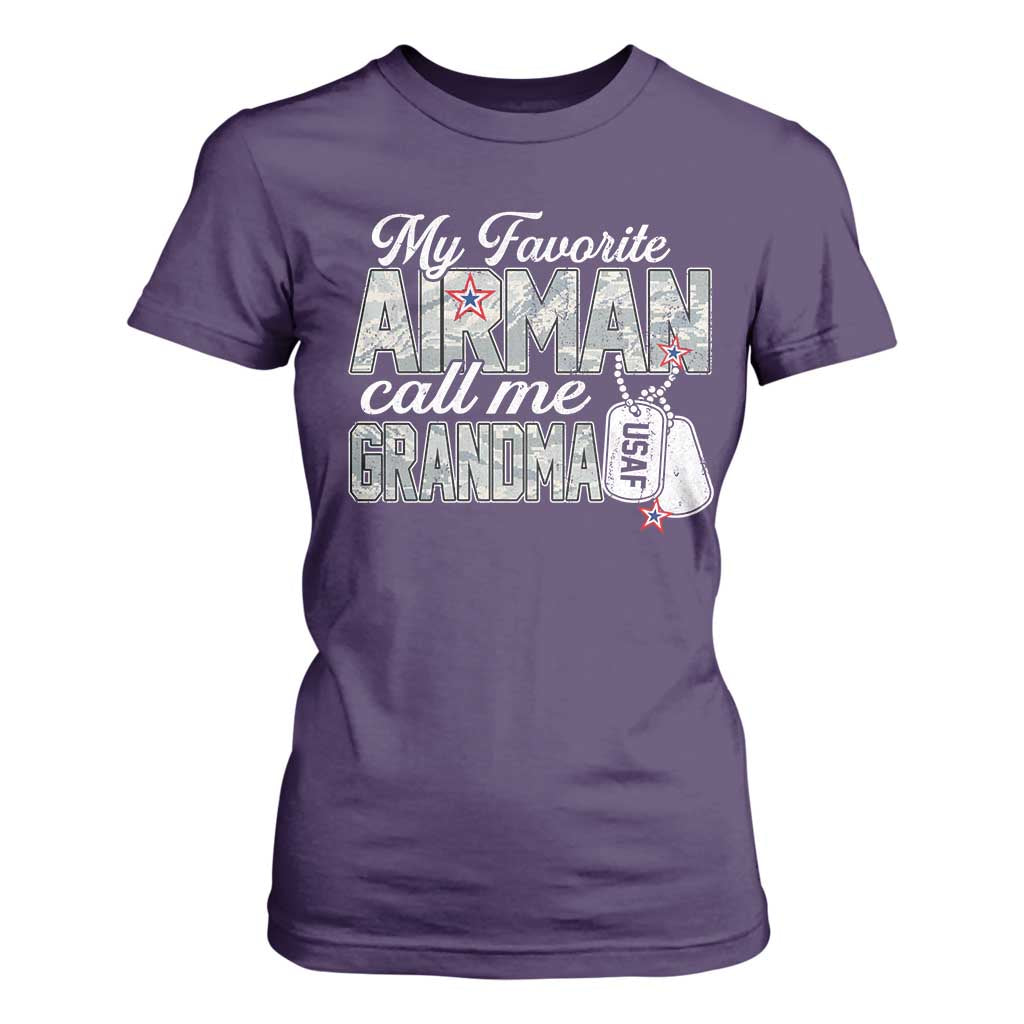 Proud Air Force Family T Shirt For Women My Favorite Airman Calls Me Grandma TS10 Purple Print Your Wear