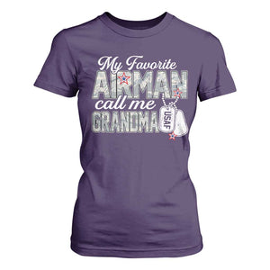 Proud Air Force Family T Shirt For Women My Favorite Airman Calls Me Grandma TS10 Purple Print Your Wear