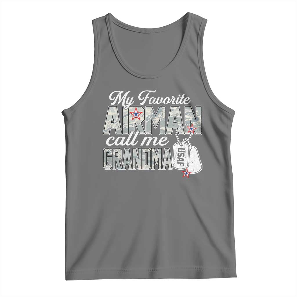 Proud Air Force Family Tank Top My Favorite Airman Calls Me Grandma TS10 Black Heather Print Your Wear