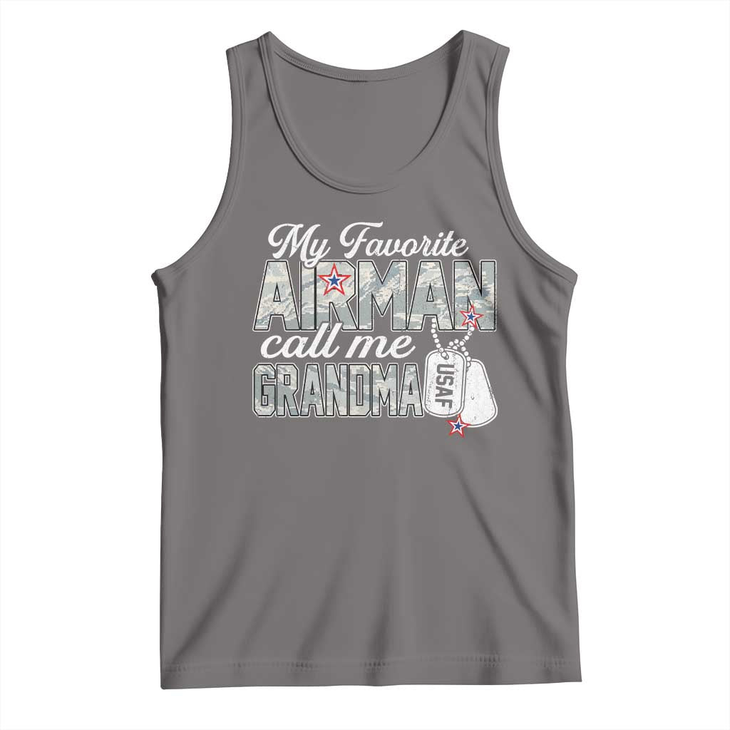 Proud Air Force Family Tank Top My Favorite Airman Calls Me Grandma TS10 Deep Heather Print Your Wear