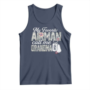 Proud Air Force Family Tank Top My Favorite Airman Calls Me Grandma TS10 Navy Print Your Wear