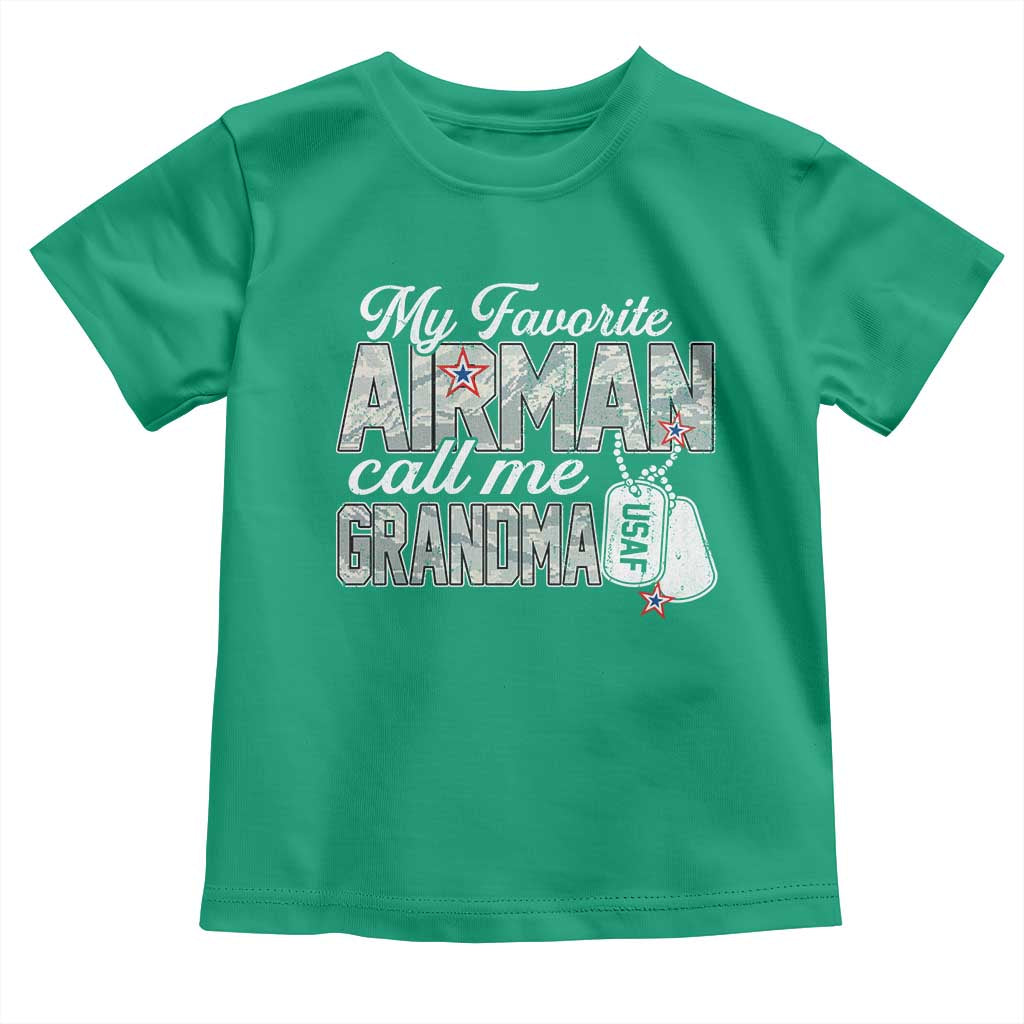 Proud Air Force Family Toddler T Shirt My Favorite Airman Calls Me Grandma TS10 Irish Green Print Your Wear