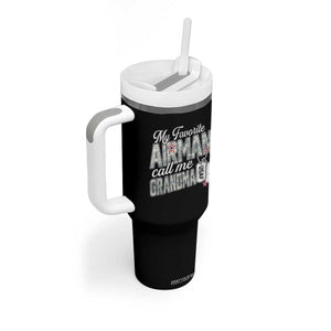Proud Air Force Family Tumbler With Handle My Favorite Airman Calls Me Grandma TS10 Print Your Wear