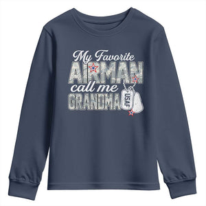 Proud Air Force Family Youth Sweatshirt My Favorite Airman Calls Me Grandma TS10 Navy Print Your Wear