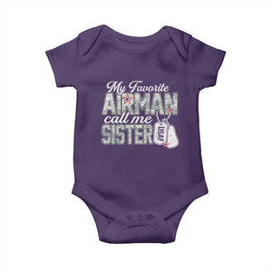 Proud Air Force Family Baby Onesie My Favorite Airman Calls Me Sister TS10 Purple Print Your Wear