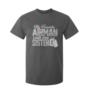 Proud Air Force Family T Shirt For Kid My Favorite Airman Calls Me Sister TS10 Dark Heather Print Your Wear