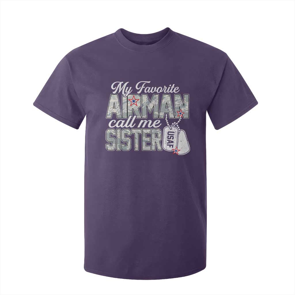 Proud Air Force Family T Shirt For Kid My Favorite Airman Calls Me Sister TS10 Purple Print Your Wear