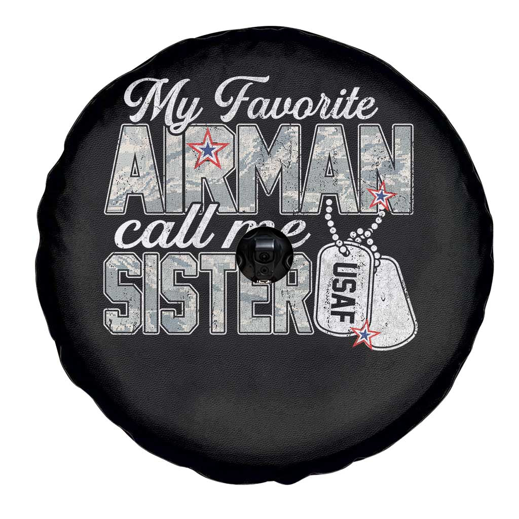 Proud Air Force Family Spare Tire Cover My Favorite Airman Calls Me Sister TS10 Print Your Wear