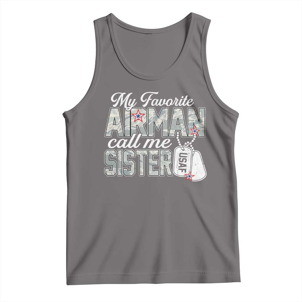 Proud Air Force Family Tank Top My Favorite Airman Calls Me Sister TS10 Deep Heather Print Your Wear