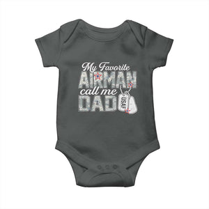 Proud Air Force Family Baby Onesie My Favorite Airman Calls Me Dad TS10 Dark Heather Print Your Wear