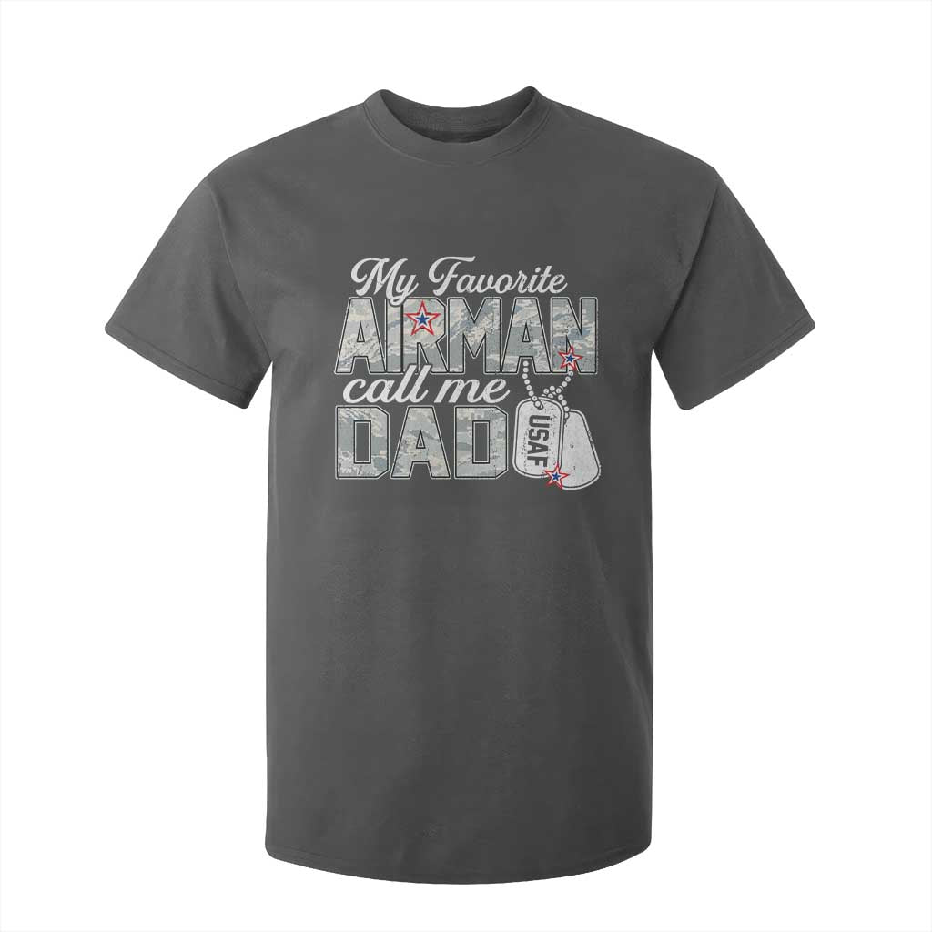 Proud Air Force Family T Shirt For Kid My Favorite Airman Calls Me Dad TS10 Dark Heather Print Your Wear