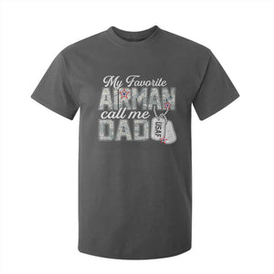 Proud Air Force Family T Shirt For Kid My Favorite Airman Calls Me Dad TS10 Dark Heather Print Your Wear