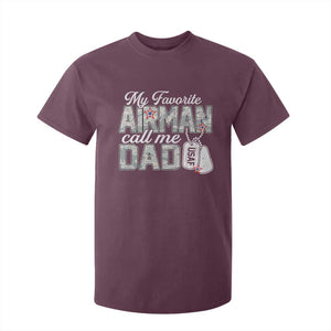 Proud Air Force Family T Shirt For Kid My Favorite Airman Calls Me Dad TS10 Maroon Print Your Wear