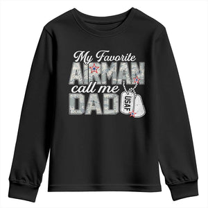 Proud Air Force Family Youth Sweatshirt My Favorite Airman Calls Me Dad TS10 Black Print Your Wear