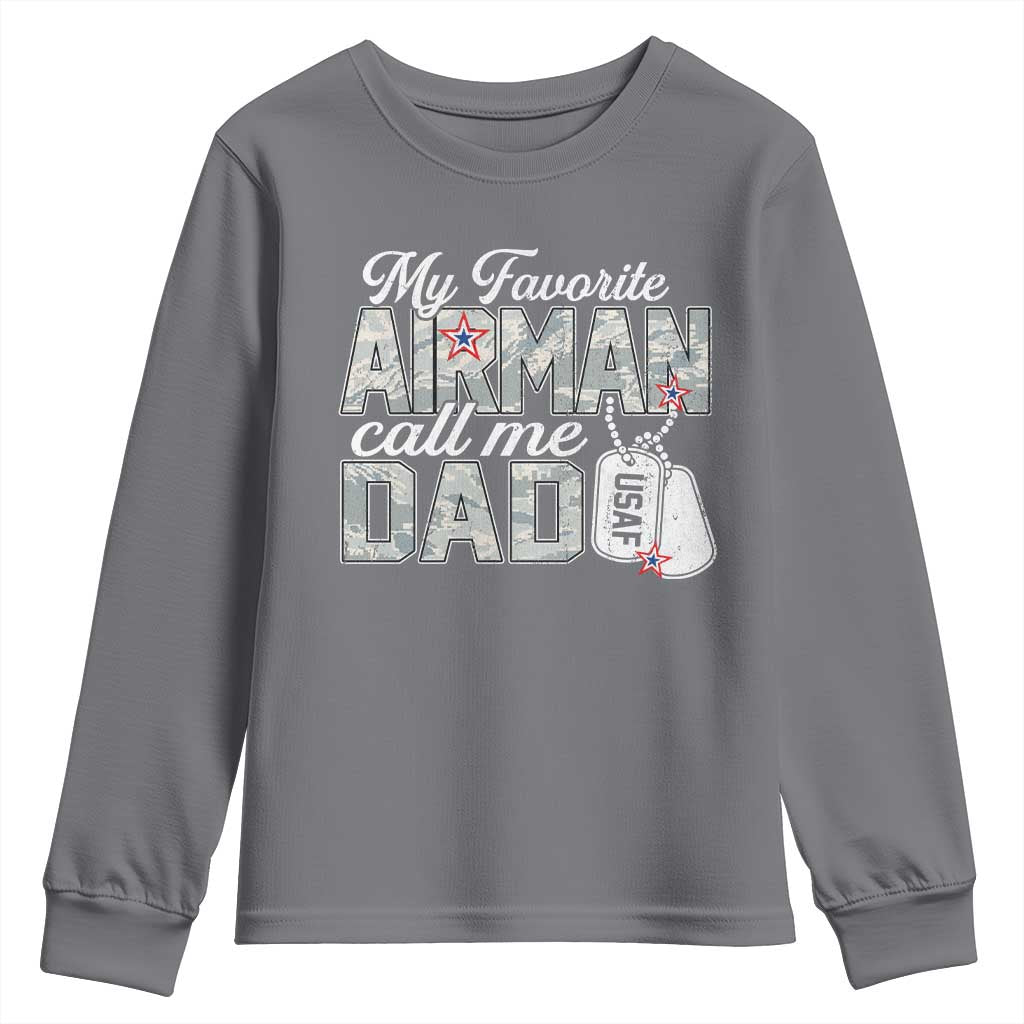Proud Air Force Family Youth Sweatshirt My Favorite Airman Calls Me Dad TS10 Charcoal Print Your Wear