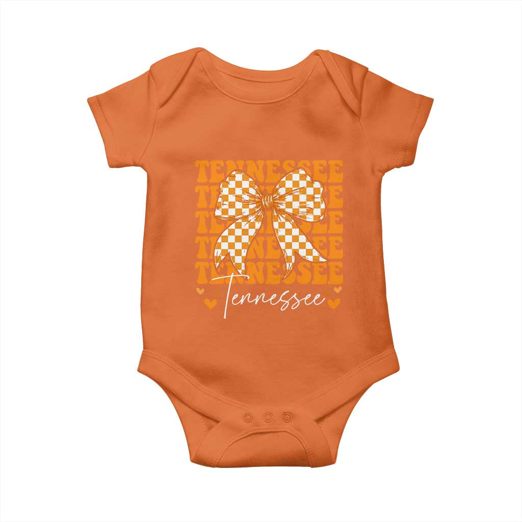 Vintage Tennessee Coquette Bow Baby Onesie Retro TN Orange Checkered Print US State TS10 Orange Print Your Wear