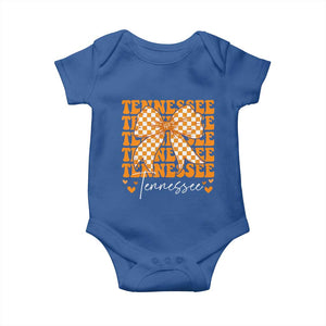 Vintage Tennessee Coquette Bow Baby Onesie Retro TN Orange Checkered Print US State TS10 Royal Blue Print Your Wear