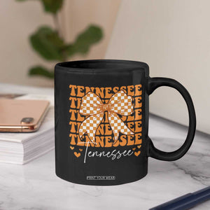 Vintage Tennessee Coquette Bow Coffee Mug Retro TN Orange Checkered Print US State TS10 Print Your Wear