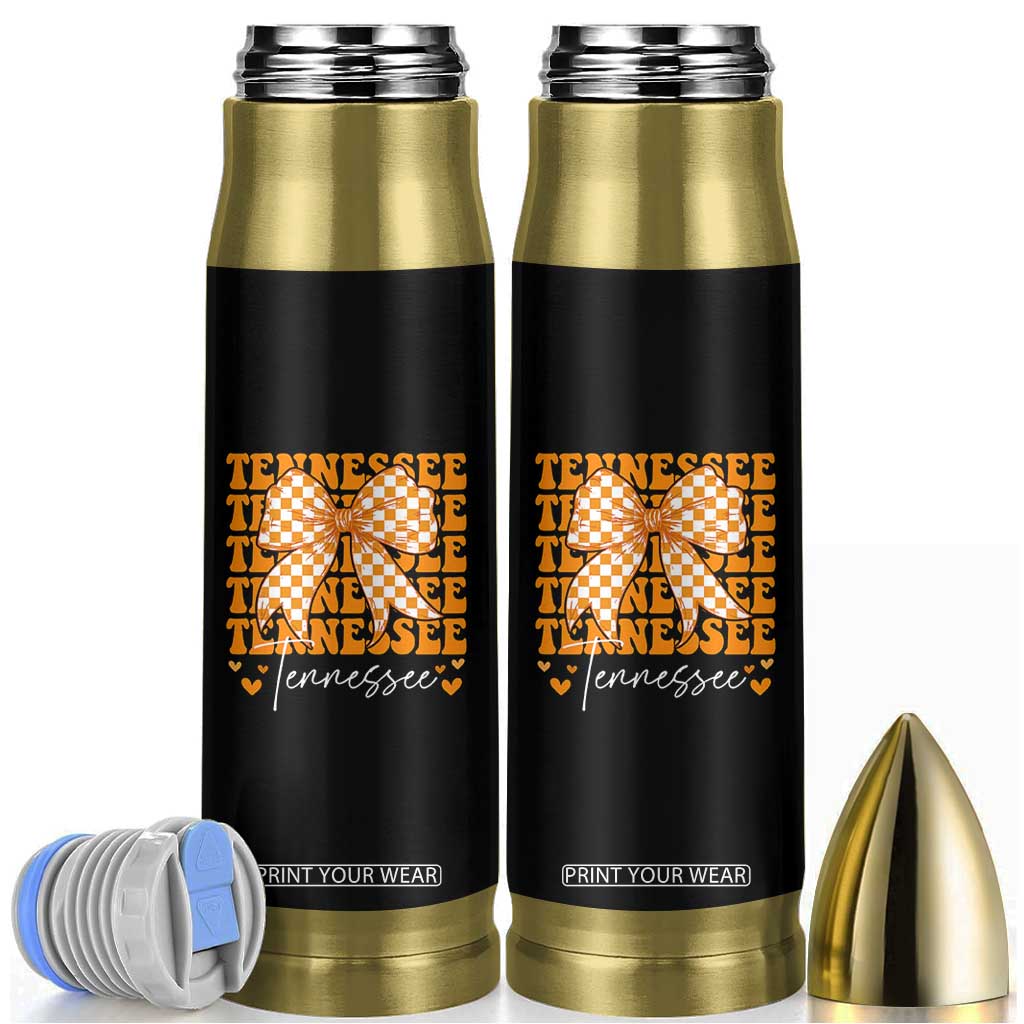 Vintage Tennessee Coquette Bow Bullet Tumbler Retro TN Orange Checkered Print US State TS10 Black Print Your Wear