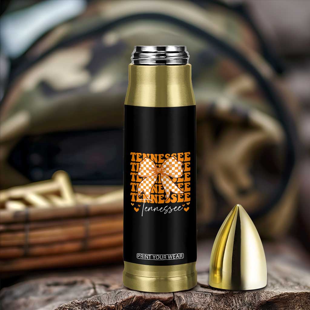 Vintage Tennessee Coquette Bow Bullet Tumbler Retro TN Orange Checkered Print US State TS10 Print Your Wear